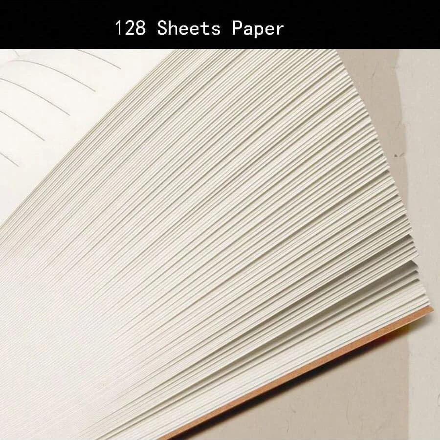 دفتر ملاحظات سميك بجيب A6، 256 صفحة، 128 ورقة، خط شبكة فارغ، صفحات داخلية، غطاء ورق كرافت، مفكرة صغيرة - 3