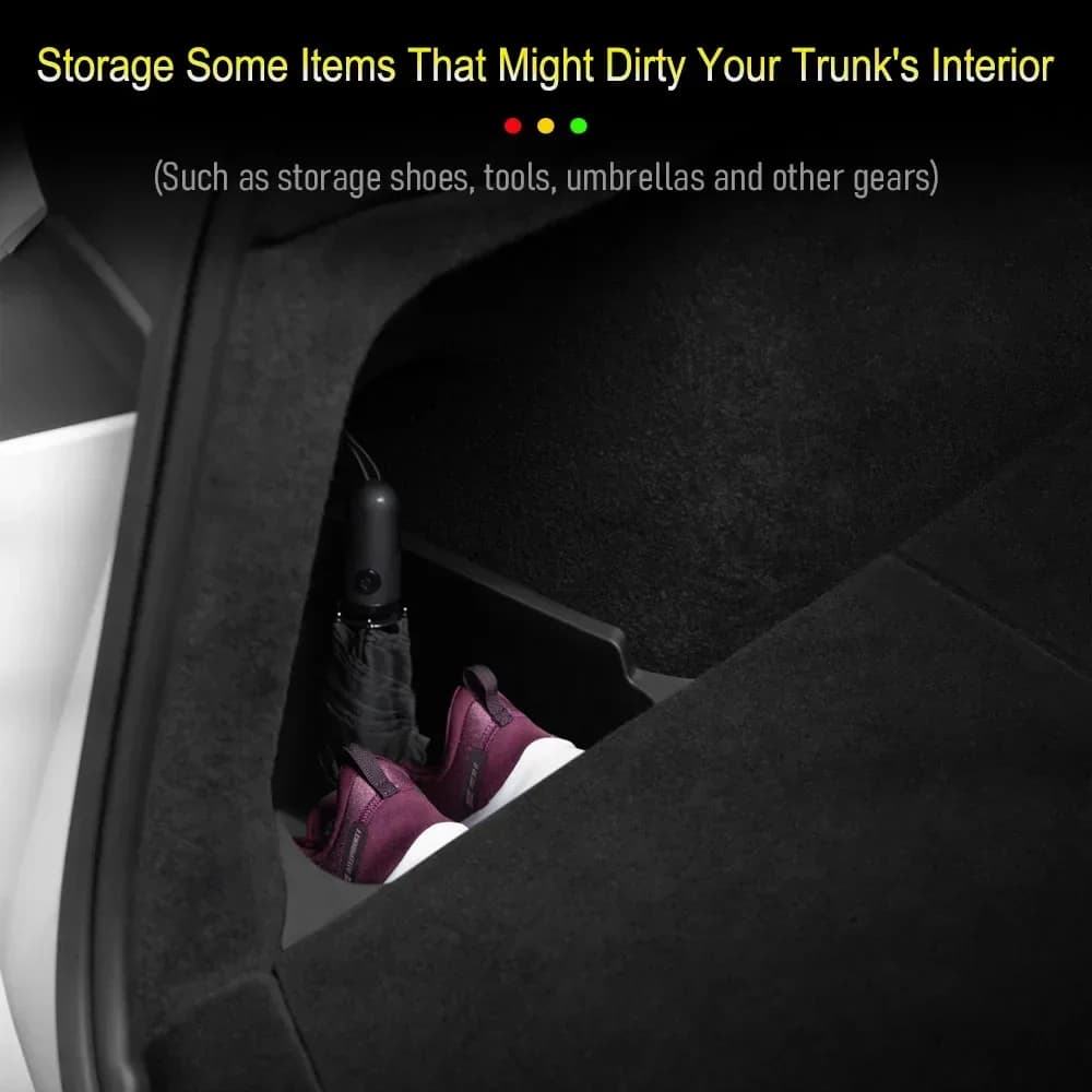 صندوق تخزين جانبي لصندوق سيارة تسلا موديل Y جونيبر 2025 2026 غطاء TPE قطيع حصيرة لوح فاصل مساحة تخزين - 6