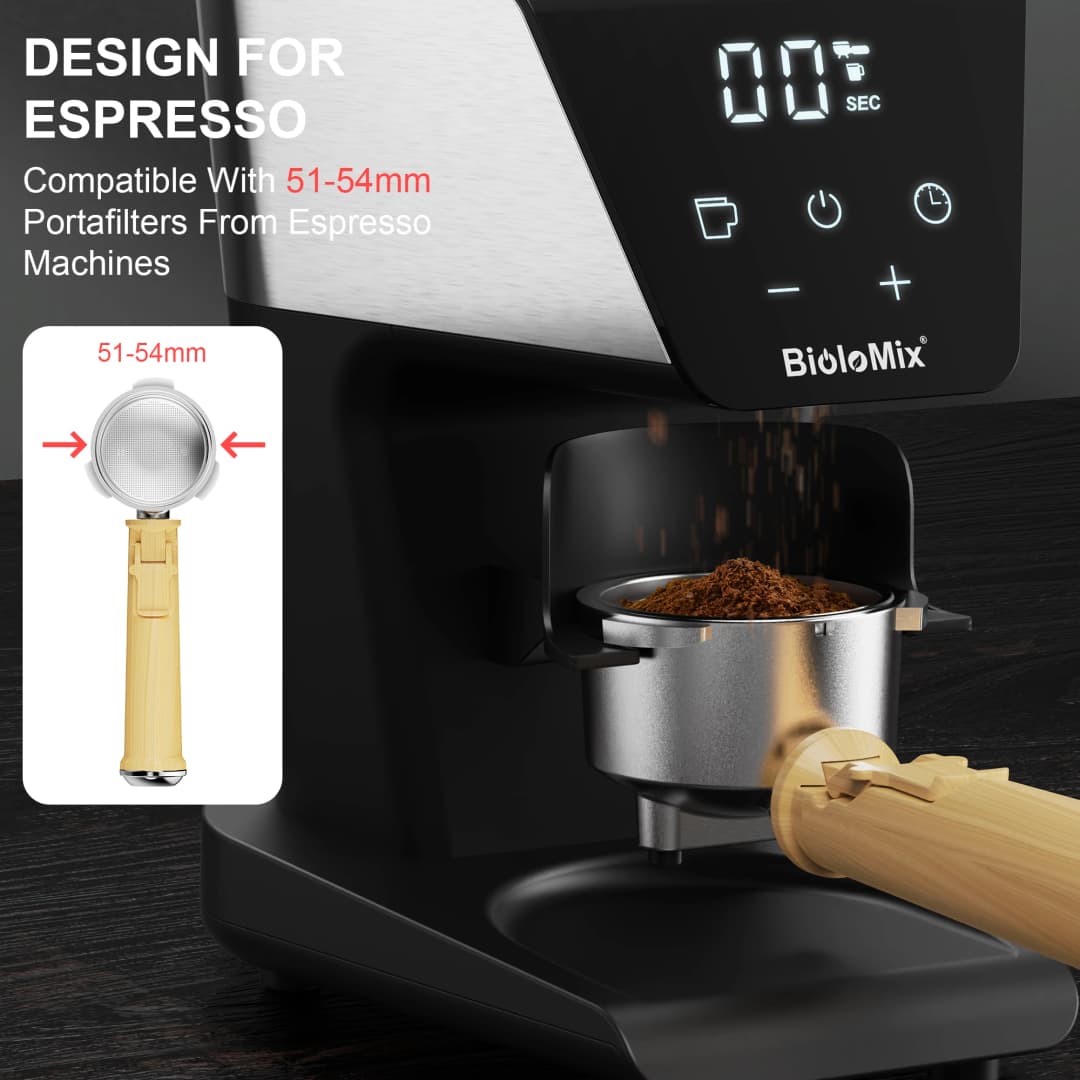 BioloMix Automatic Burr Mill Electric Coffee Grinder with 30 Gears for Espresso American Coffee Pour Over Visual Bean Storage - 4