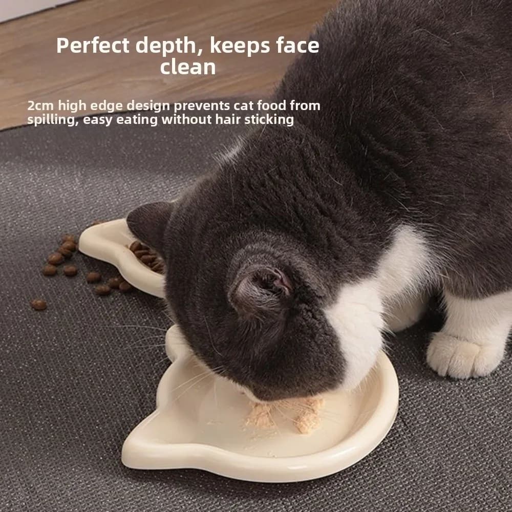 Cute Cat Shape Cat Bowl Plastic Anti-Fall Flip Cat Food Bowl Non-slip Pet Food Dish Pet Feeding - 3