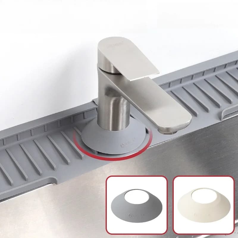 قطعة واحدة من السيليكون لامتصاص الماء وحماية حوض المطبخ من الرذاذ، حصيرة تصريف للمطبخ والحمام - 2