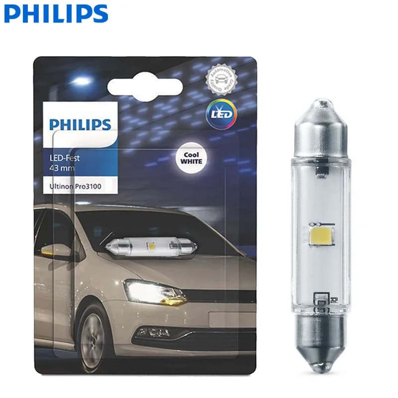 Philips Ultinon Pro3100 LED C5W Fest 30mm 38mm 43mm 6000K Cool White New Style Car Interior Door Read Dashboard Signal Lamps, 1x - 5