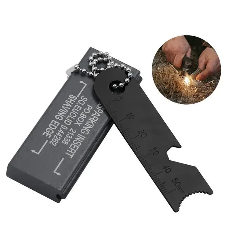 New Wilderness Survival Portable Flint Kit - Magnesium Fire Starter Stick with Wooden Handle for Camping Outdoor Equipment Tool - 2