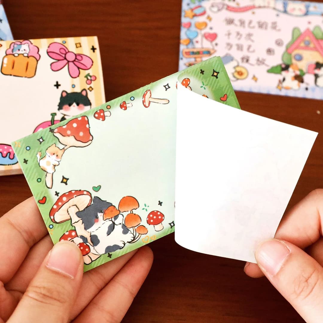 50/200/400sheets Cute Cat Sticky Note Cartoon Student Adhesive Stick Small Animal Stationery Sticker - 5