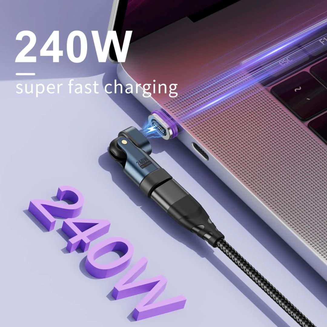 USLION 240 واط نوع C محول USB-C إلى نوع-C كابل شحن سريع المغناطيسي USB C أنثى محول لماك بوك آيفون 16 15 Xiaomi - 2