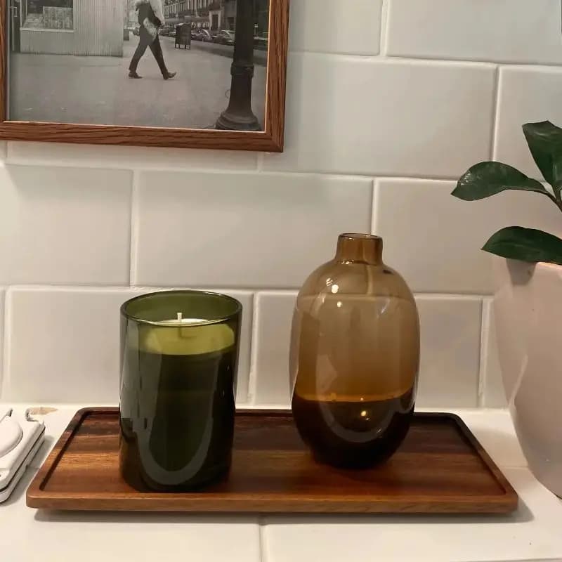 صينية خشبية من قطعة واحدة من الجوز، لوح تقديم خشبي بدون توصيلات، صواني تقديم خشبية مقطوعة بشكل طبيعي للقهوة والشاي، أدوات مائدة جديدة - 4