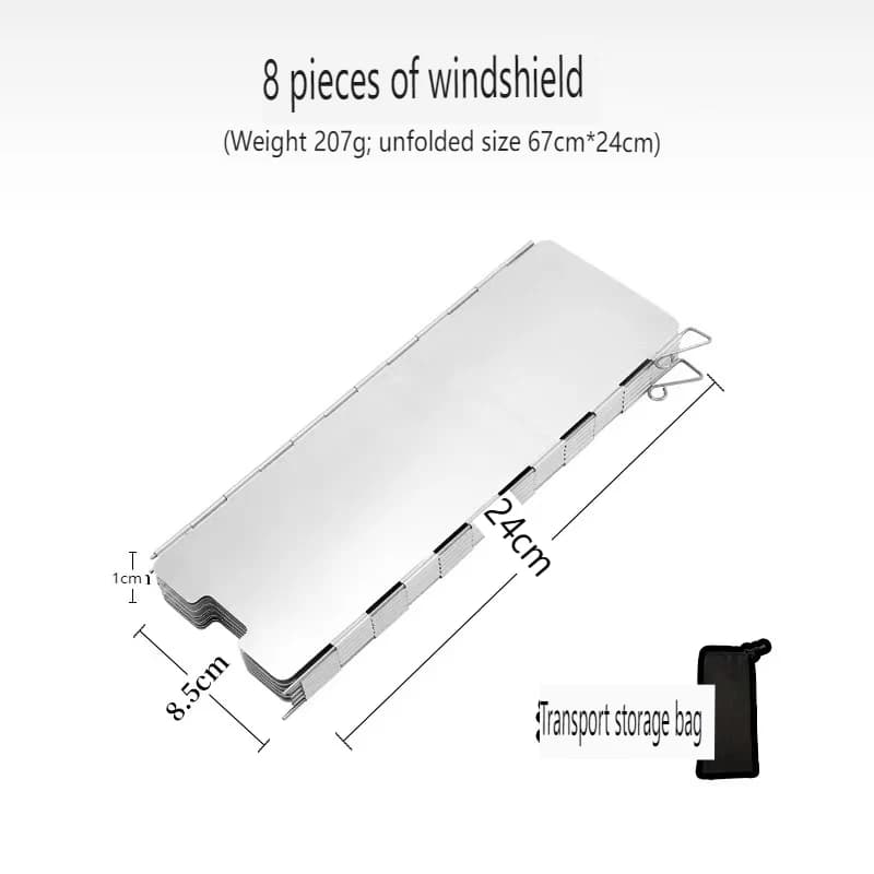 8 Plates Gas Stove Wind Shield | Camping Picnic Cooking Burner | Windproof Screen Aluminum Alloy Wind Screen - 4