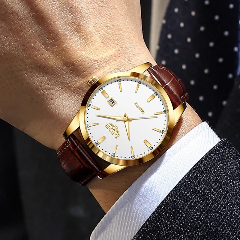 ساعة ليجي موضة جلد بني للرجال عسكرية رياضية كوارتز للرجال ساعات يد كاجوال ضد الماء كرونوغراف ريلوجيوس ماسكولينو - 5