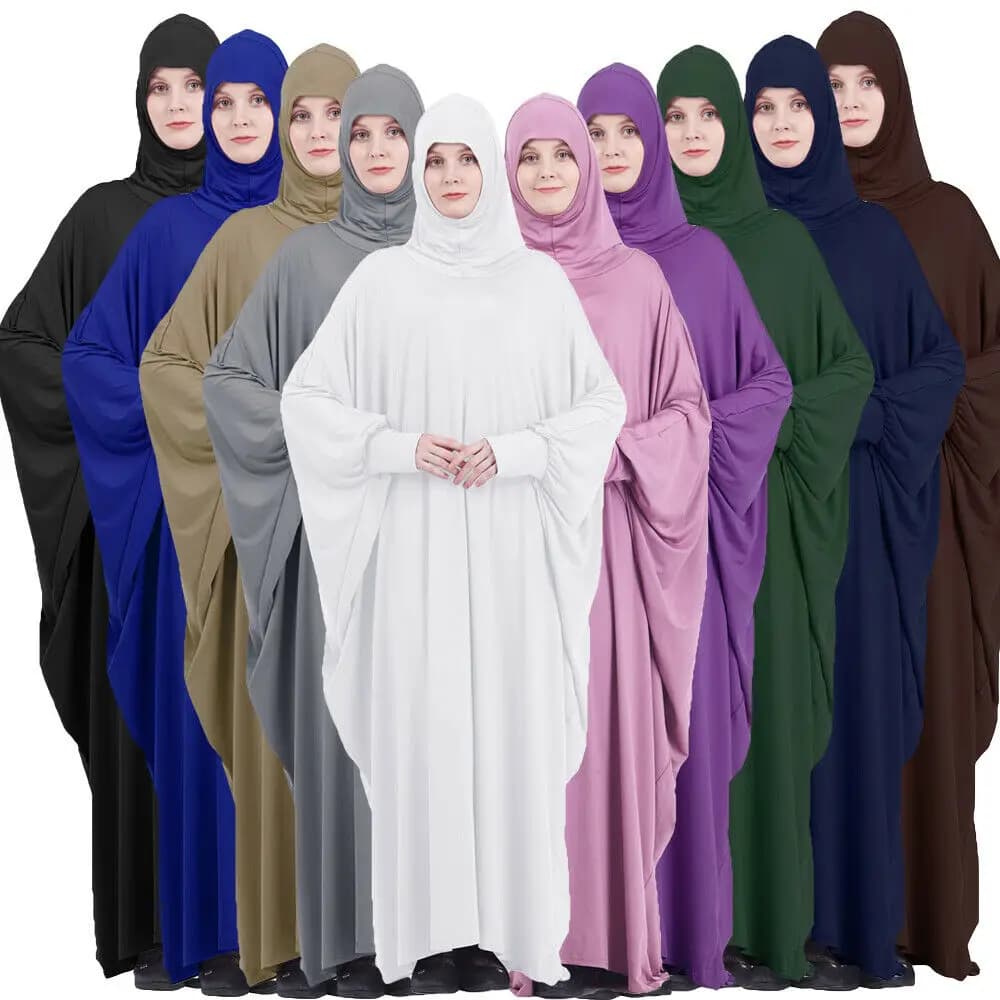 Eid Muslim Women Abaya Dress Full Cover Prayer Garment Hijab Long Khimar Kaftan Robe Overhead Arab Middle East Maxi Gown Islamic - 2