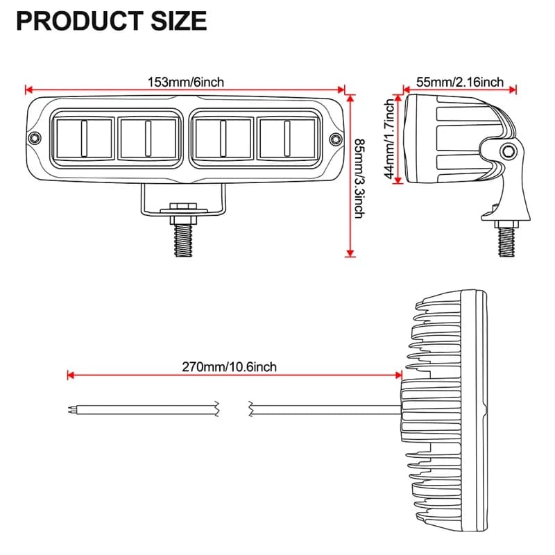 شريط إضاءة LED 6D 6 بوصة 30 واط ضوء عمل LED أصفر أبيض ضوء ضباب لسيارات الدراجات النارية الطرق الوعرة 4X4 ATV الشاحنات الجرارات 12V 24V - 2
