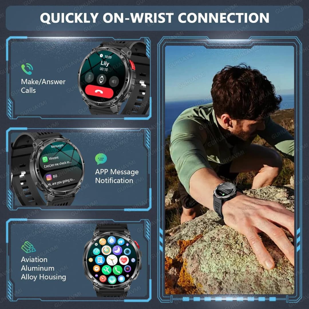 2026 New T-Rex3 Pro 1100mAh Battery Smart Watch GPS path 5ATM Waterproof Sports Run tracker Outdoors Compass Military Smartwatch - 6