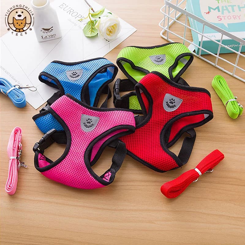New Cat Harness Vest Walking Leash For Puppy dog Collar Polyester Adjustable Mesh Dog Harness For Small Medium Pet Accessories