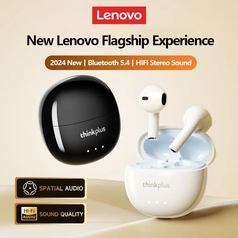 سماعات أذن أصلية لينوفو LP2 برو الجديدة بلوتوث 5.4 لاسلكية ستيريو وضع مزدوج سماعات ألعاب بطارية طويلة الأمد مكالمات HD سماعات رياضية