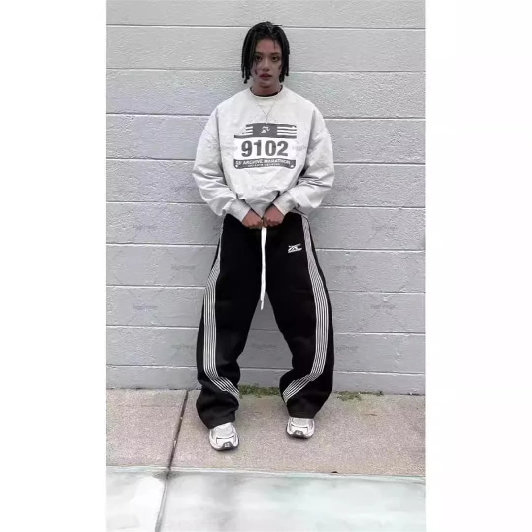 بنطال كاجوال رمادي Y2k، تصميم كلاسيكي، وظيفي، تكتيكي، للرجال والنساء، بنطال جري واسع، رباط، ملابس الشارع - 3