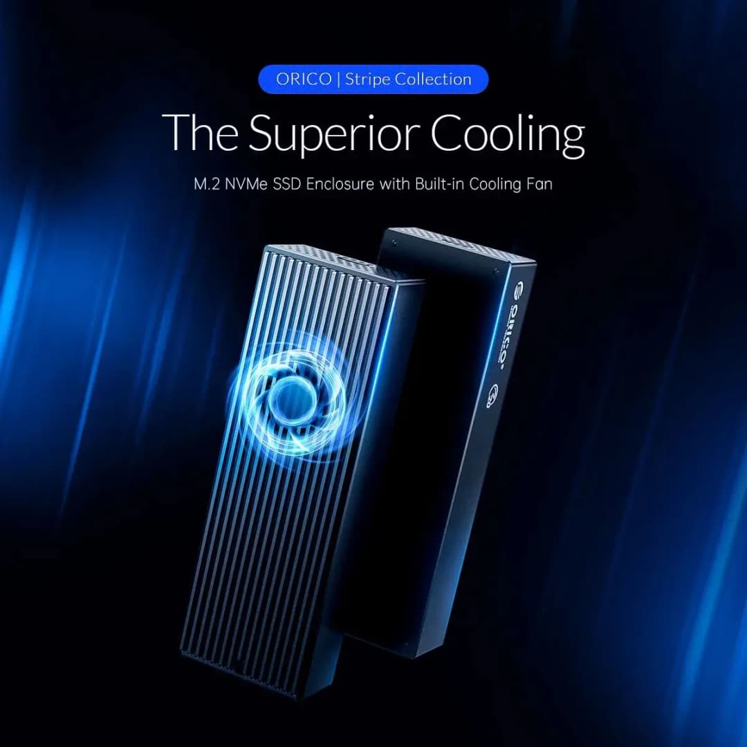 ORICO 20Gbps M.2 NVME SSD Case with Built-in Cooling Fan Type-C M2 NVME SSD Enclosure For M.2 NVME 2230 2242 2260 2280 SSD - 2