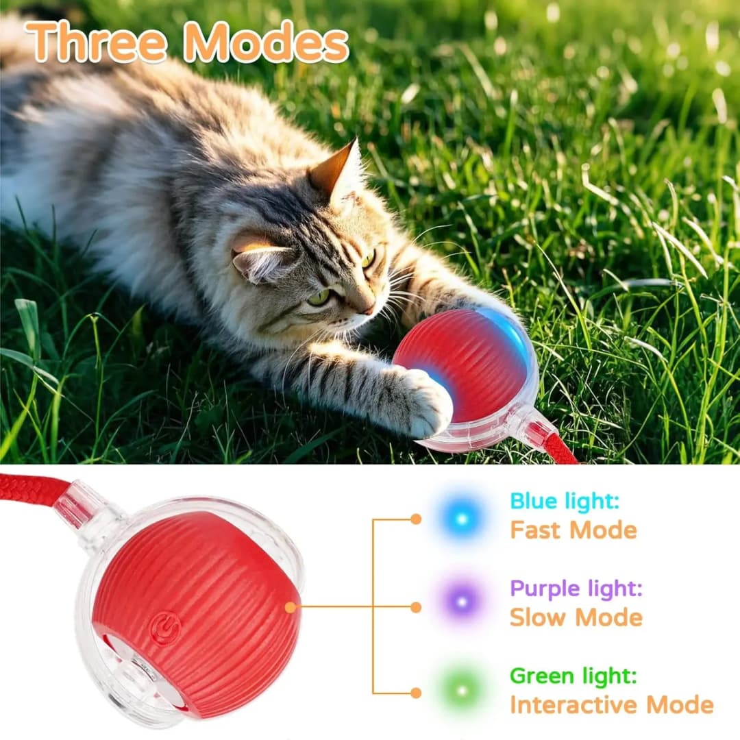 Cat Interactive Ball Toy Automatic Rolling Ball Faux Tail Rechargeable Smart Pet Electric Toy Dog Cat Training Imitate Mouse - 4