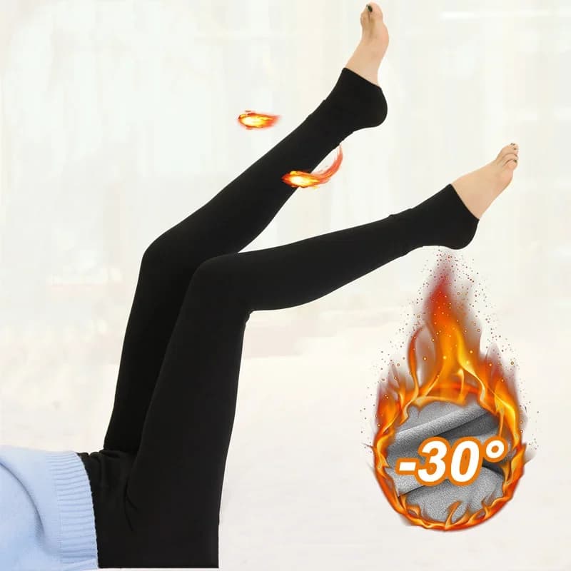 قطعة واحدة من بنطلونات ليجينج صوفية ناعمة جداً للنساء، بنطلونات شتوية حرارية مطاطية، بنطلونات يوجا دافئة للياقة والاستخدام اليومي - 2