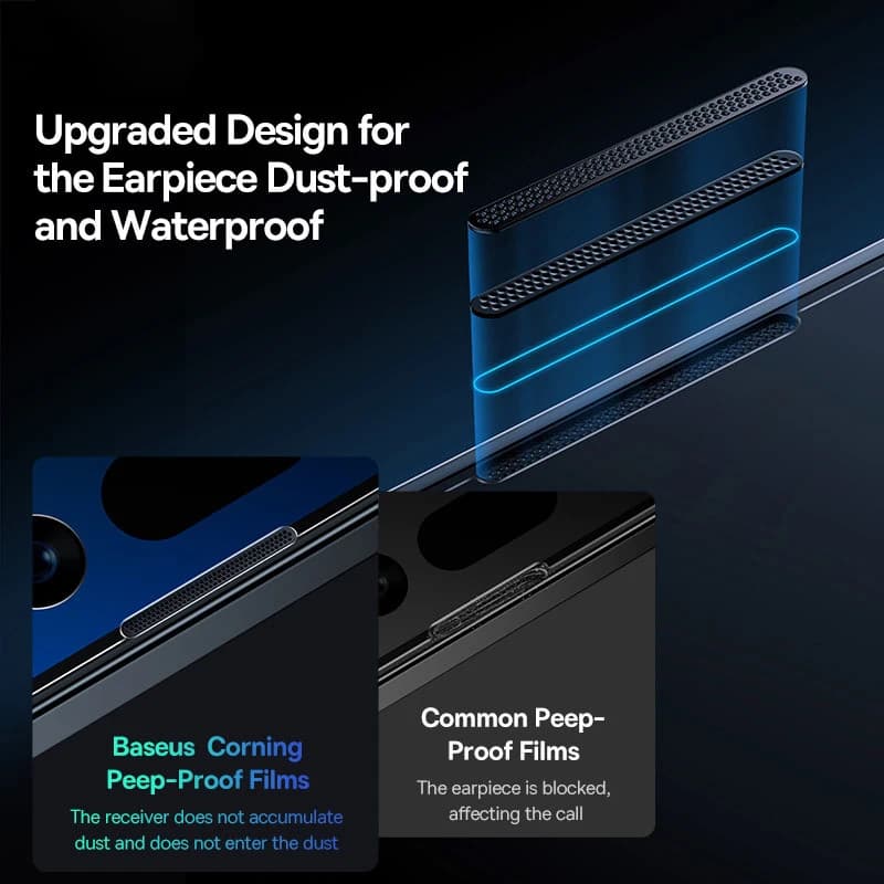 Baseus 0.4mm Corning Tempered Glass for iPhone 17 16 15 14 13 Pro Max Plus Screen Protector Anti-Peeping Auto Installation Film - 3