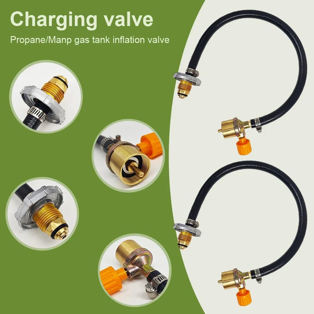 Gas Cylinder Filling Gas Adapter with ON-Off Control Valve Propane Extension Hose Copper Propane Refill Hose for Outdoor Camping - 2