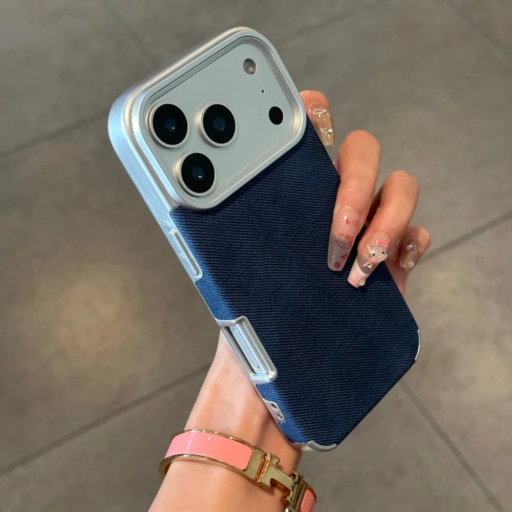 غطاء فاخر من قماش الجينز ناعم مطلي لهاتف آيفون 17 إير 16 15 14 بلس 13 12 11 برو ماكس واقي صدمات غطاء قماشي من العلامة التجارية - 2