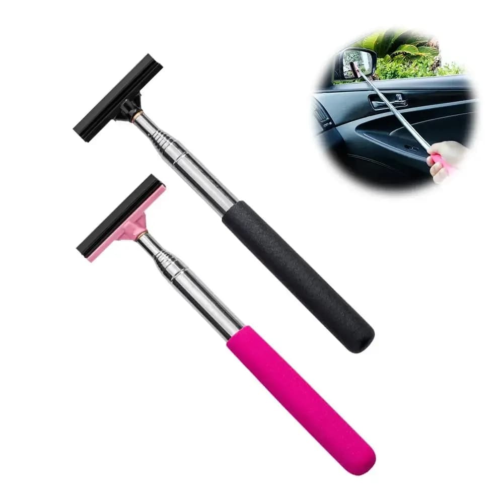 Car Telescopic Rearview Mirror Squeegee Portable Rainy Side Wiper Car Tool Glass Cleaning Handheld Mirror Window - 2