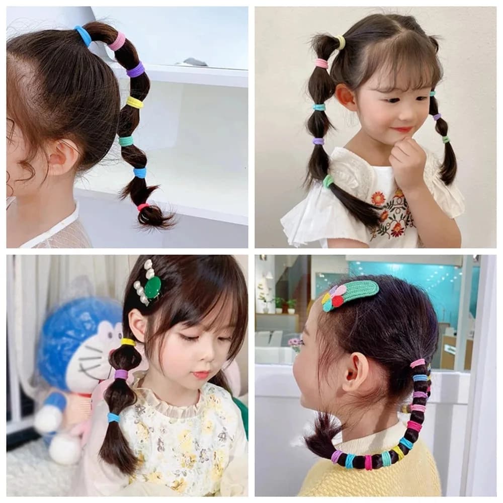 50/100Pcs Hair Bands Girls Candy Color Elastic Rubber Band Hair Bands Child Baby Headband Scrunchie Kids Hair Accessories - 4