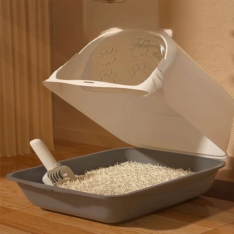 صندوق فضلات القطط كبير الحجم مغلق بالكامل، مرحاض للقطط الصغيرة، مقاوم للرذاذ، للتحكم في الروائح، مستلزمات الحيوانات الأليفة - 4