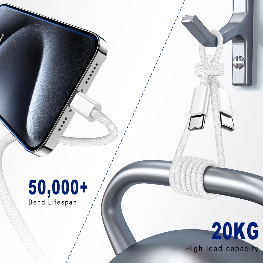 Type C to Type C Fast Charging PD 60W 1m 2m Mobile Phone Date Cable For Iphone15 16 17 Samsung Huawei USB C to C  Charger Cable - 6