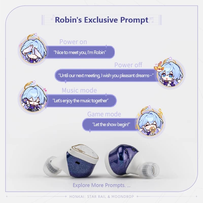 MOONDROP ROBIN Earphone Honkai Star Rail Robin's Earphones TWS Hybrid Dynamic Driver + Planar Driver ANC TWS Earphones - 6