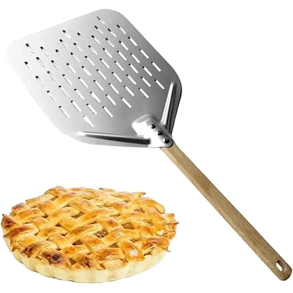 12 بوصة البيتزا مجرفة معدنية غير عصا البيتزا قشر مع مقبض الخشب صينية نقل للخبز محلية الصنع البيتزا كعكة الخبز البيتزا أدوات