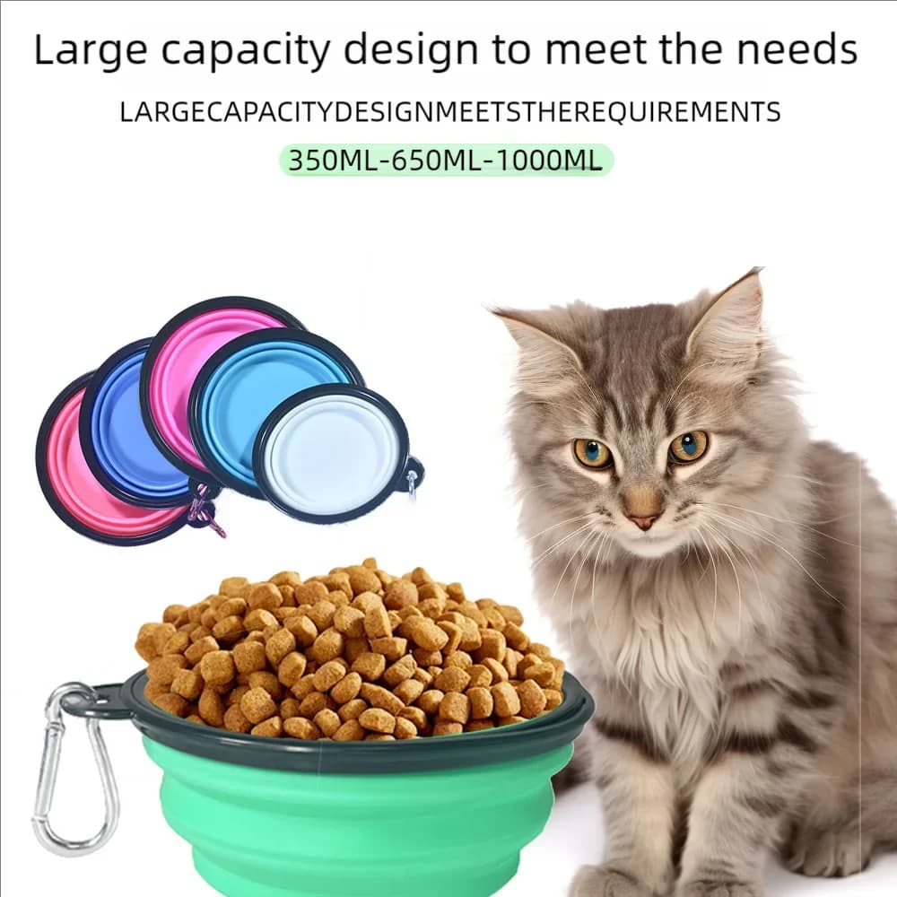 350 650 1000Ml Collapsible Dog Bowl Silicone Pet Feeder Portable Outdoor Travel Puppy Food Water Dish Safe For Small Medium Dogs - 3