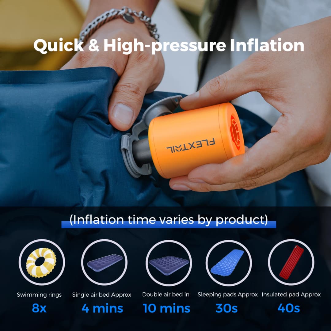 مضخة هواء كهربائية FLEXTAIL TINY PUMP 2/2X - 4kPa محمولة للتخييم لأسرة الهواء وألواح النوم وأكياس التفريغ - 3