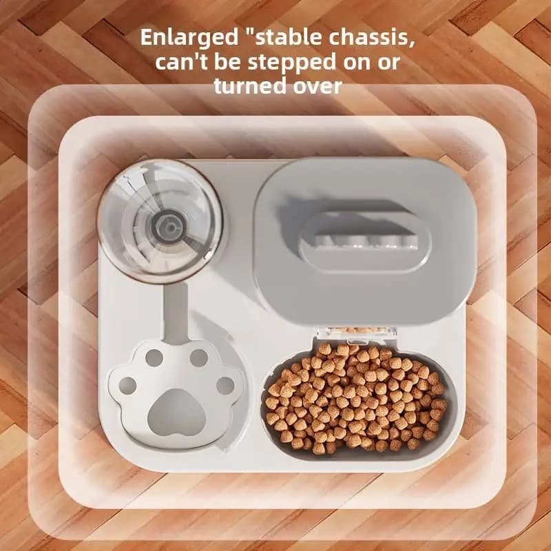 Automatic Cat & Dog Water Dispenser with Integrated Food Basin No Batteries Needed,Automatic Pet Feeder One-Piece Design - 5