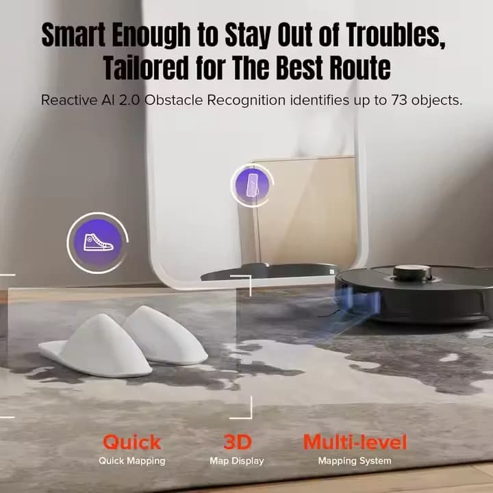 جهاز Roborock G20S روبوت تنظيف ذاتي ذكي فائق الكفاءة تنظيف جاف ورطب ومسح الأرضيات ومكنسة كهربائية لاسلكية - 3