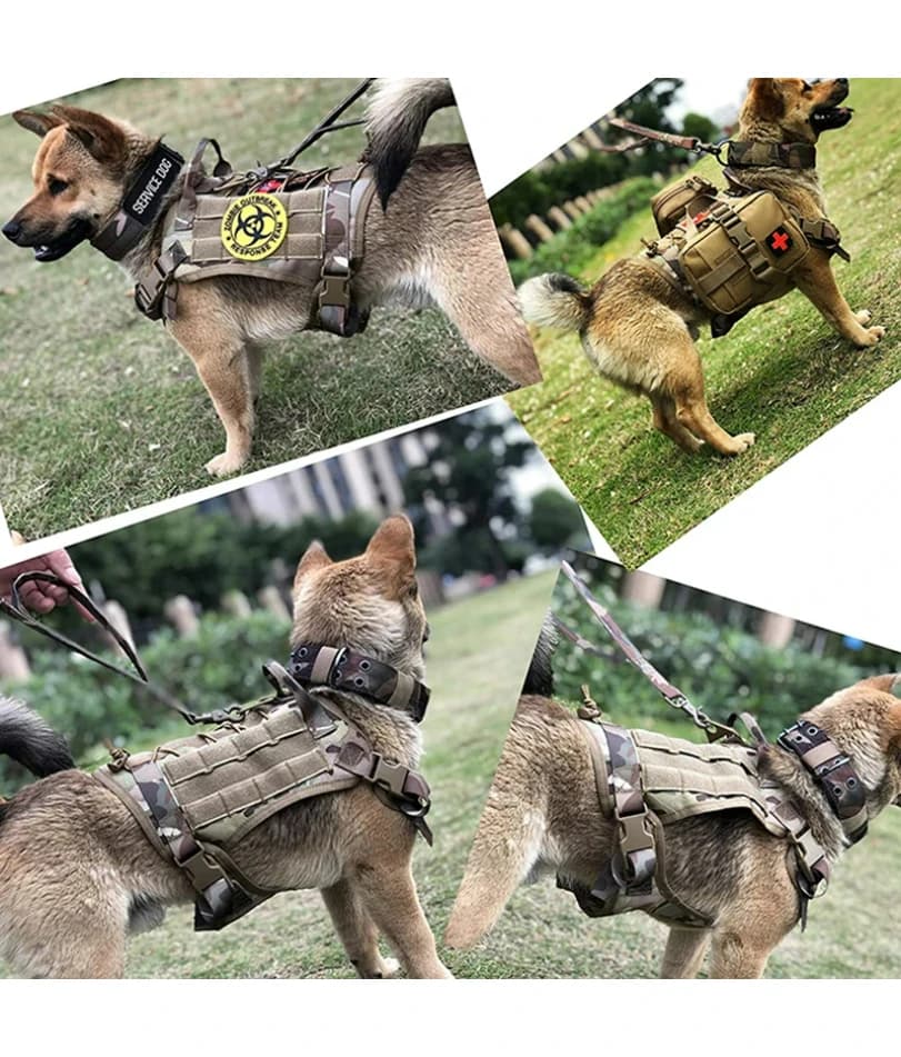 Tactical Dog Harness Military Training  Padded Quick Release Vest Pet Training Dog Harness For Set Small Medium Large Dogs - 4