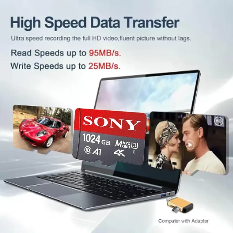 بطاقة ذاكرة SONY Micro SD فئة 10 عالية السرعة 1 تيرابايت، بطاقة فلاش A2 TF للفيديو فائق الدقة 4K، مناسبة لكاميرات Xiaomi والهواتف والطائرات بدون طيار - 4