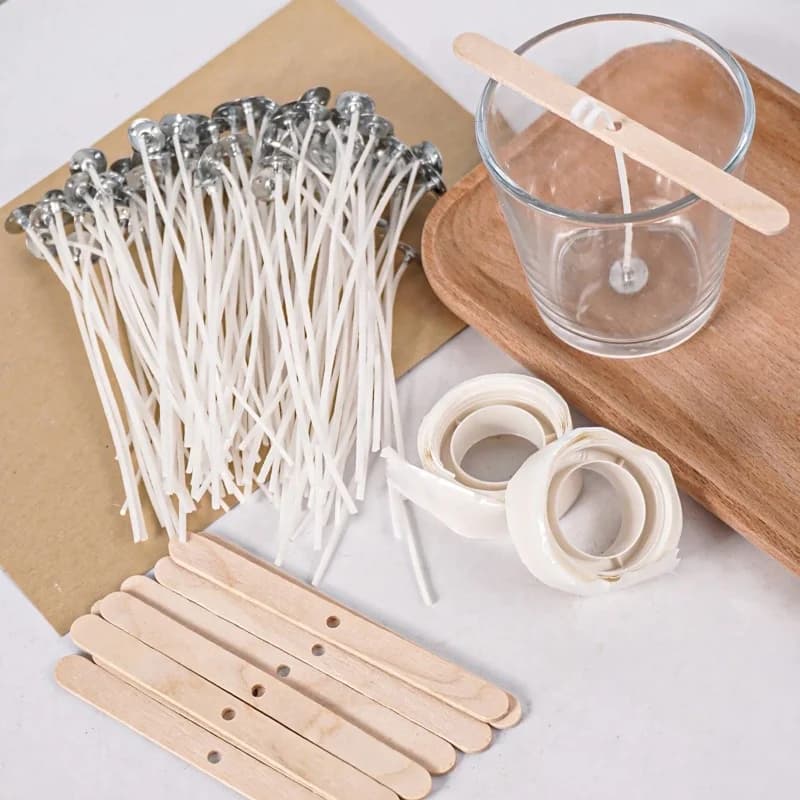 Candle DIY Making Kit 60/100pcs Candle Core Iron Paper+50/100 Soybean Wax Core with Metal Bracket  for Candle Making Accessories - 5