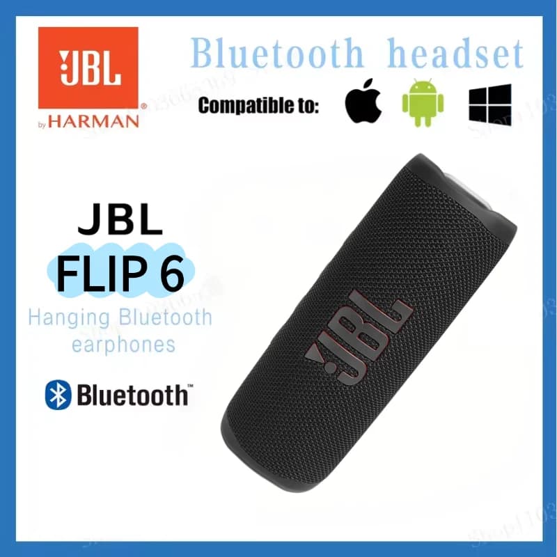 سماعة JBL Flip 6 بلوتوث لاسلكية صغيرة مقاومة للماء IPX7 محمولة بجهير عميق ستيريو خارجية للموسيقى والسفر والحفلات
