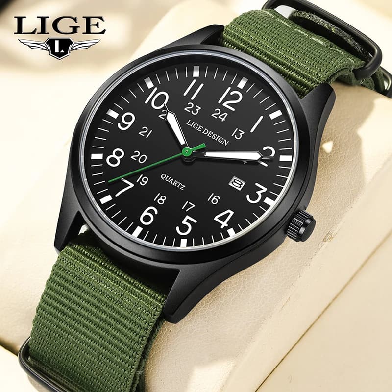 LIGE Fashion Mens Watches Luminous Hands Clock Luxury Military Sports Date Quartz Wristwatch Men Casual Nylon Watch Reloj Hombre - 6