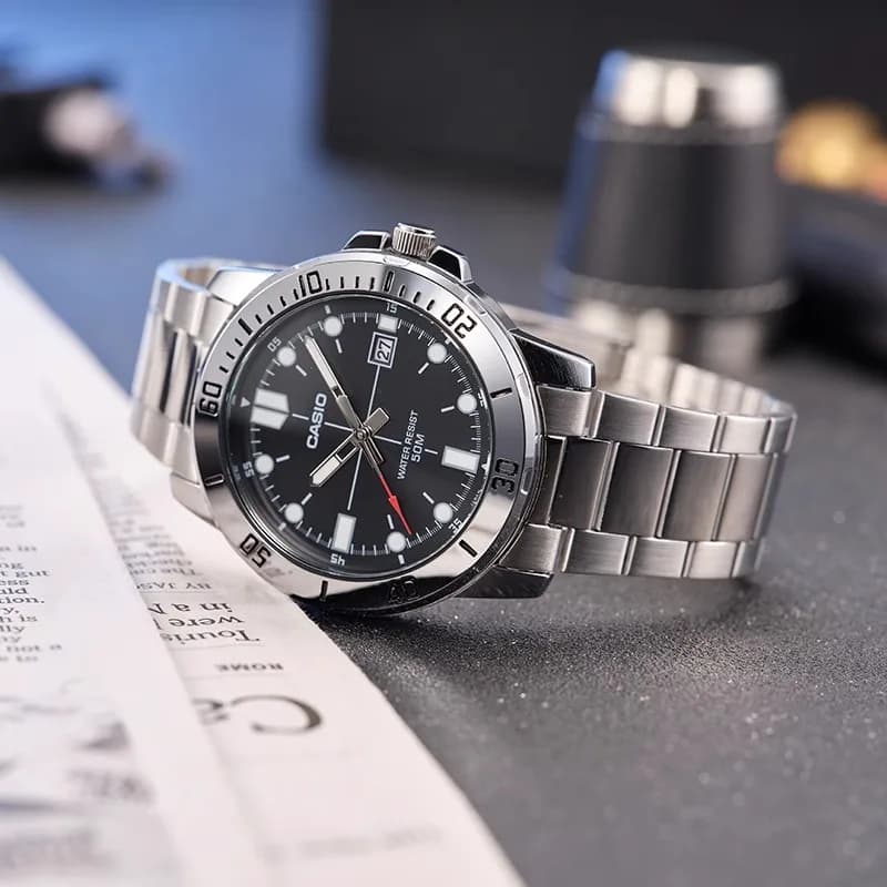 Casio Men's Business Casual Stylish Analog Quartz Watch with Stainless Steel Strap and Water Resistance - 3
