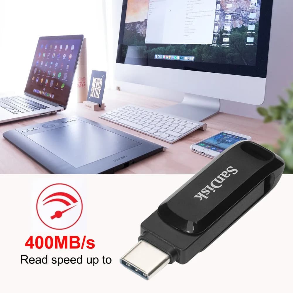 SanDisk OTG Type-C USB 3.2 Gen 1 Flash Drive 64GB 128G 256GB 512GB Ultra Dual Drive Go USB Type-C U Disk 300-400MB/s for PC/Mac - 3