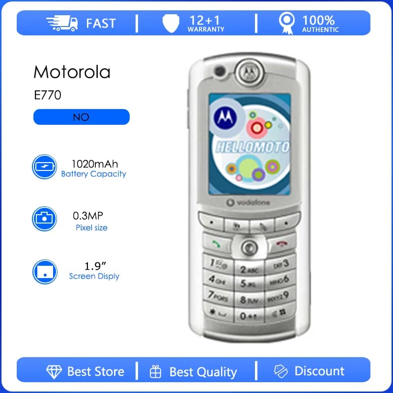 Motorola E770 E770V Refurbished-Original 0.3MP Detachable 1020mAh Cell Phone Wholesale Free shipping Only Support English