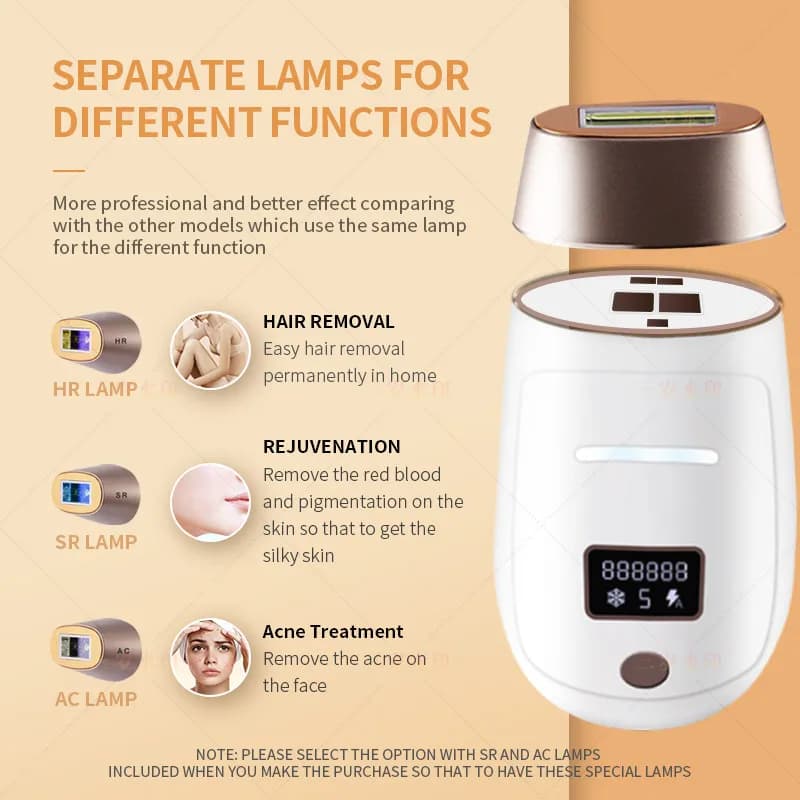 جهاز إزالة الشعر بالليزر اللاسلكي القابل لإعادة الشحن من فانكوستار 4 في 1 مع مصباح قابل للاستبدال وتبريد وبدون ألم لتشذيب البكيني الدائم IPL - 4