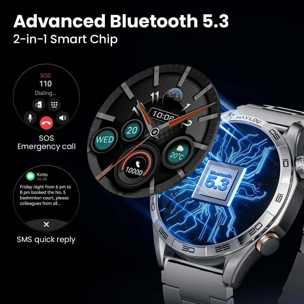 HAYLOU Solar 5 Voice Calling Smartwatch 1.58'' AMOLED Display 60Hz Smart Watch 24H Health Monitoring Sports Smartwatch for Men - 4