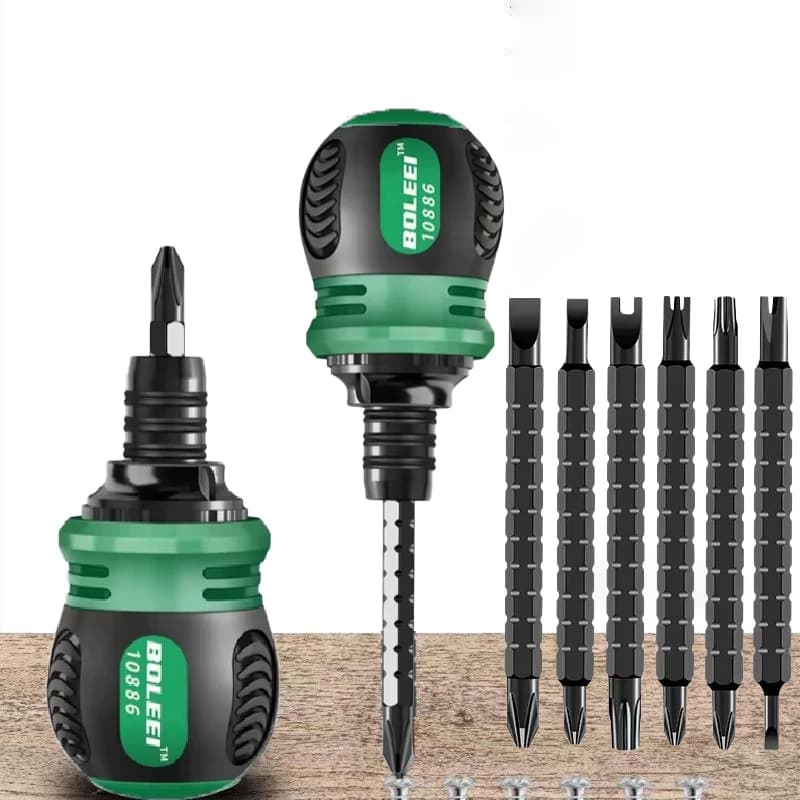 مجموعة مفكات راتشيت عالية الجودة، متعددة الوظائف، قابلة للتعديل، شكل صليب داخلي ومثلث، محمولة