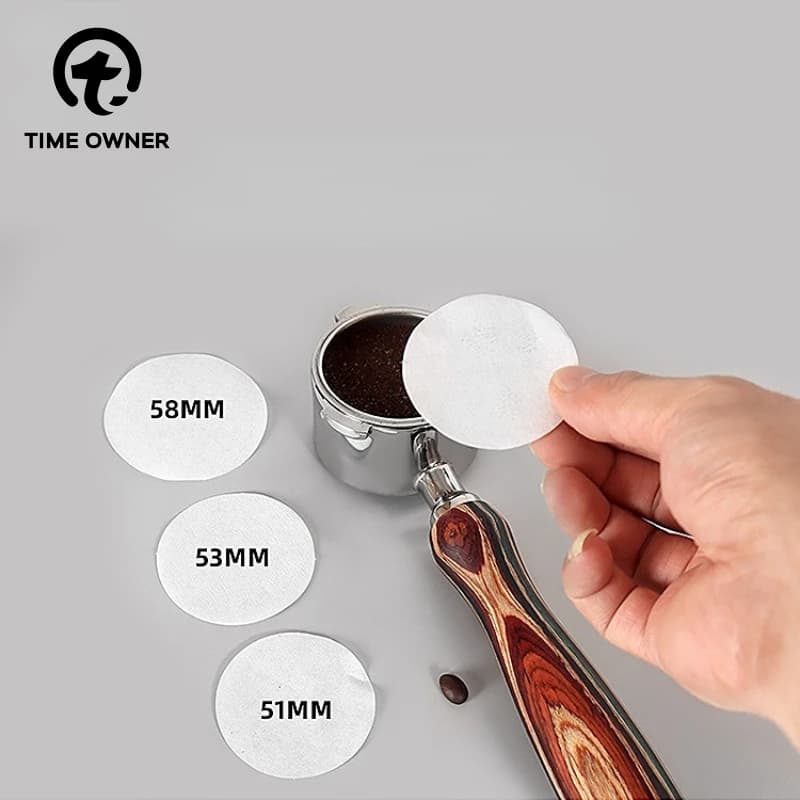 ورق مرشح قهوة قابل للتصرف 51 مم 53 مم 58 مم، ورق مرشح مسحوق القهوة، ورق مرشح دائري لفصل الماء الثانوي