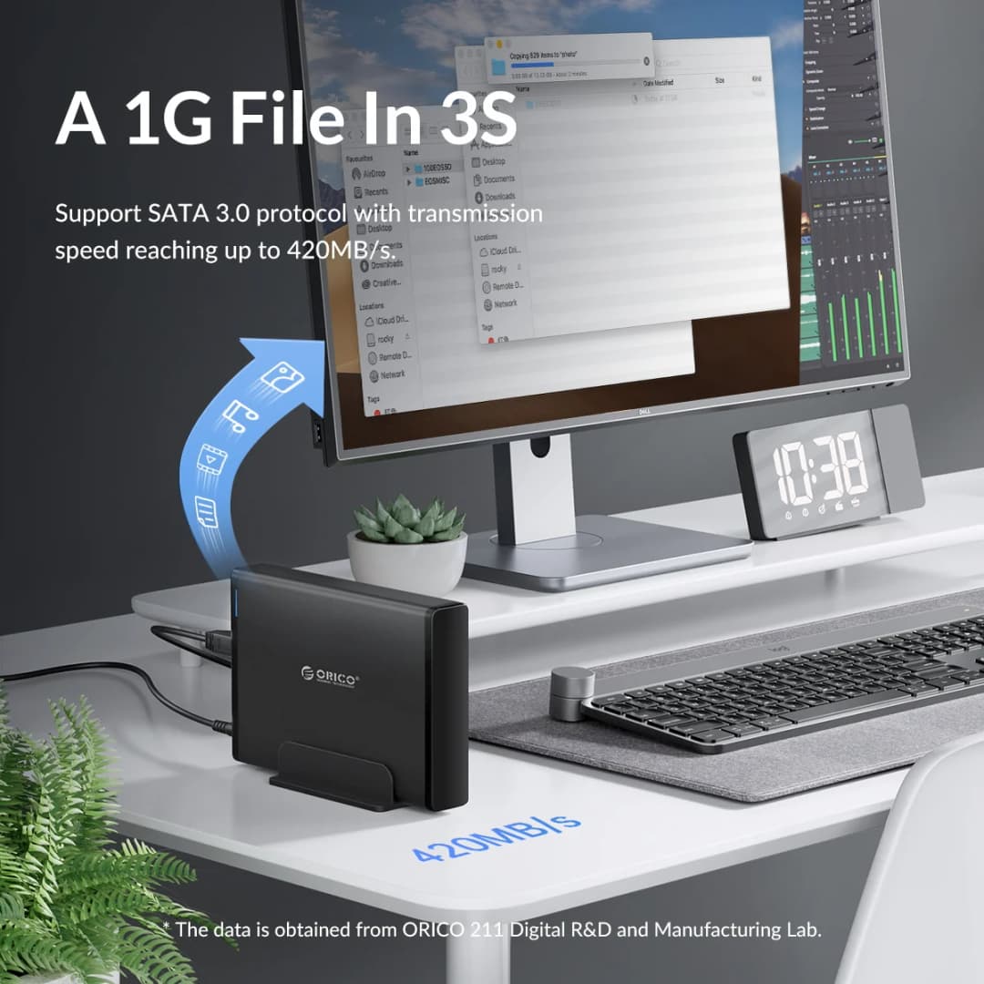 علبة أقراص صلبة ORICO 3.5 بوصة Type-C وUSB3.0 مع غلاف خارجي SATA إلى USB 3.1 لقارئ الأقراص الصلبة الخارجية 2.5/3.5 بوصة - 3