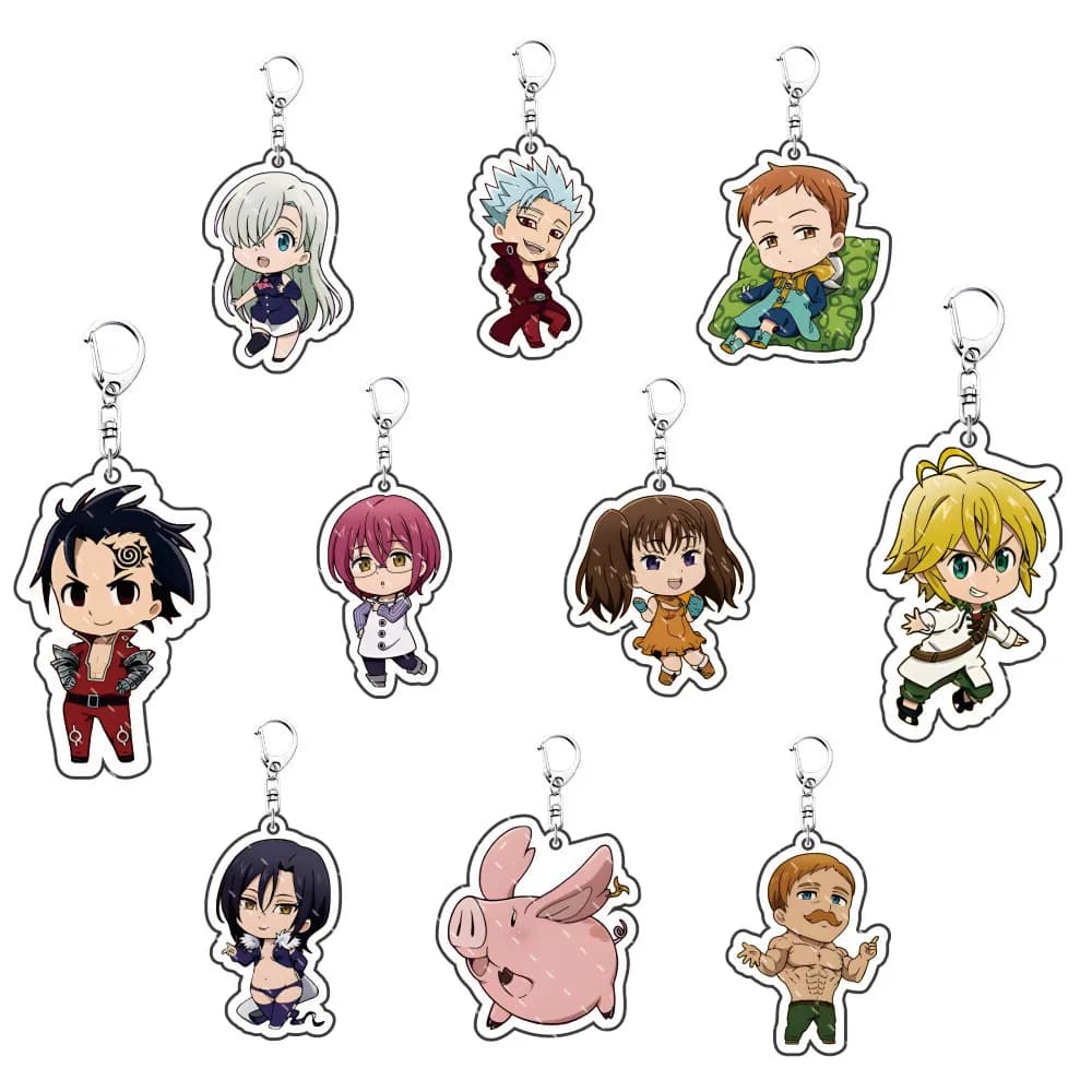 Anime Seven Deadly Sins 6cm Acrylic Cartoon  Pendant Keychains Holder Car Key Chain Key Ring Phone Bag Hanging Gifts Accessories