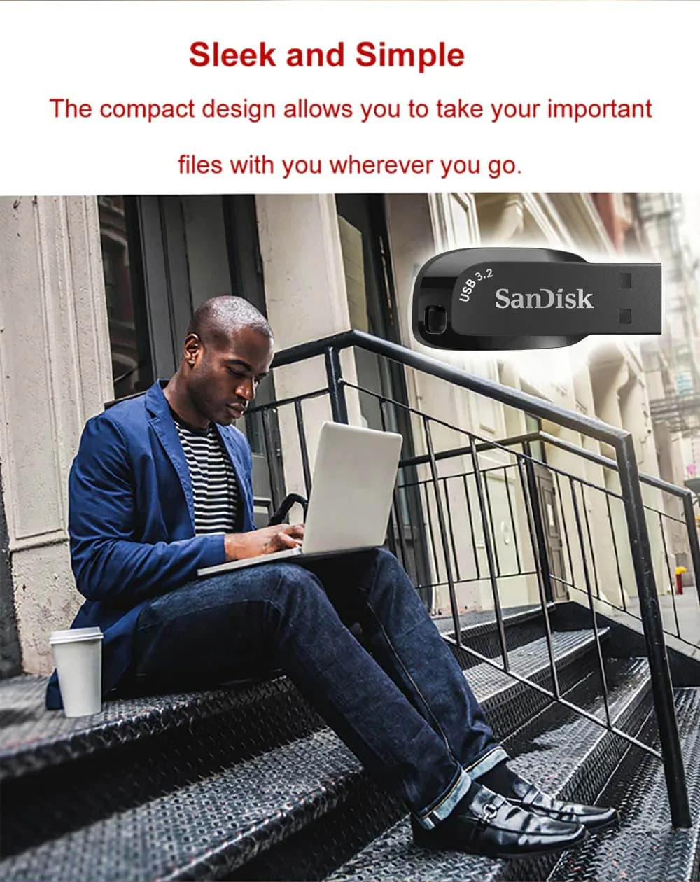 SanDisk USB 3.2 64GB USB Flash Drive CZ410، فلاش درايف، عصا ذاكرة سوداء، U Disk صغير، تخزين خارجي للابتوب - 6