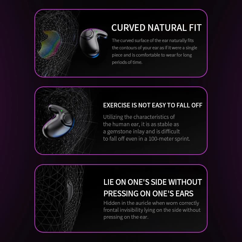Waterproof Wireless Bluetooth 5.3 Headsets Mini headset Painless Call Noise Cancelling Thin Headphones Fit for Sleeping/Sports - 5